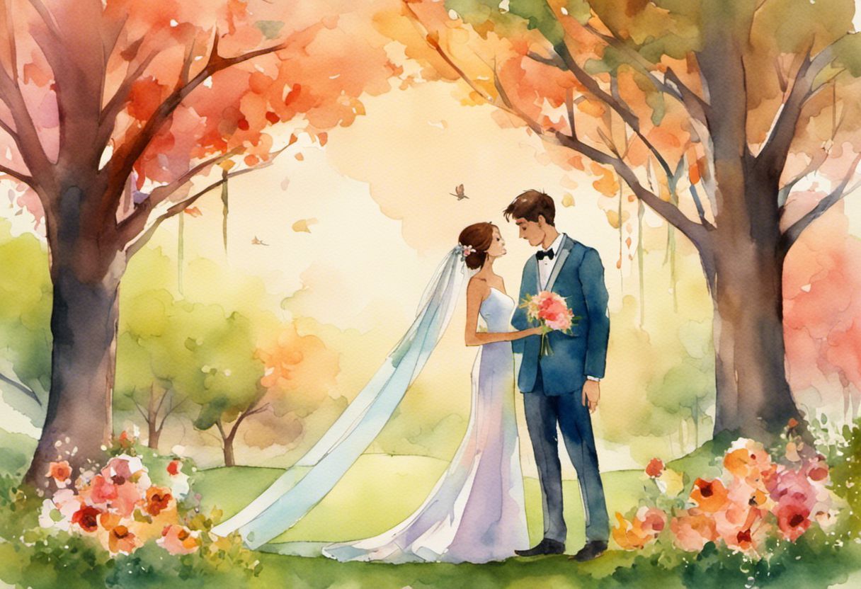 Illustration originale d'un couple célébrant leur mariage